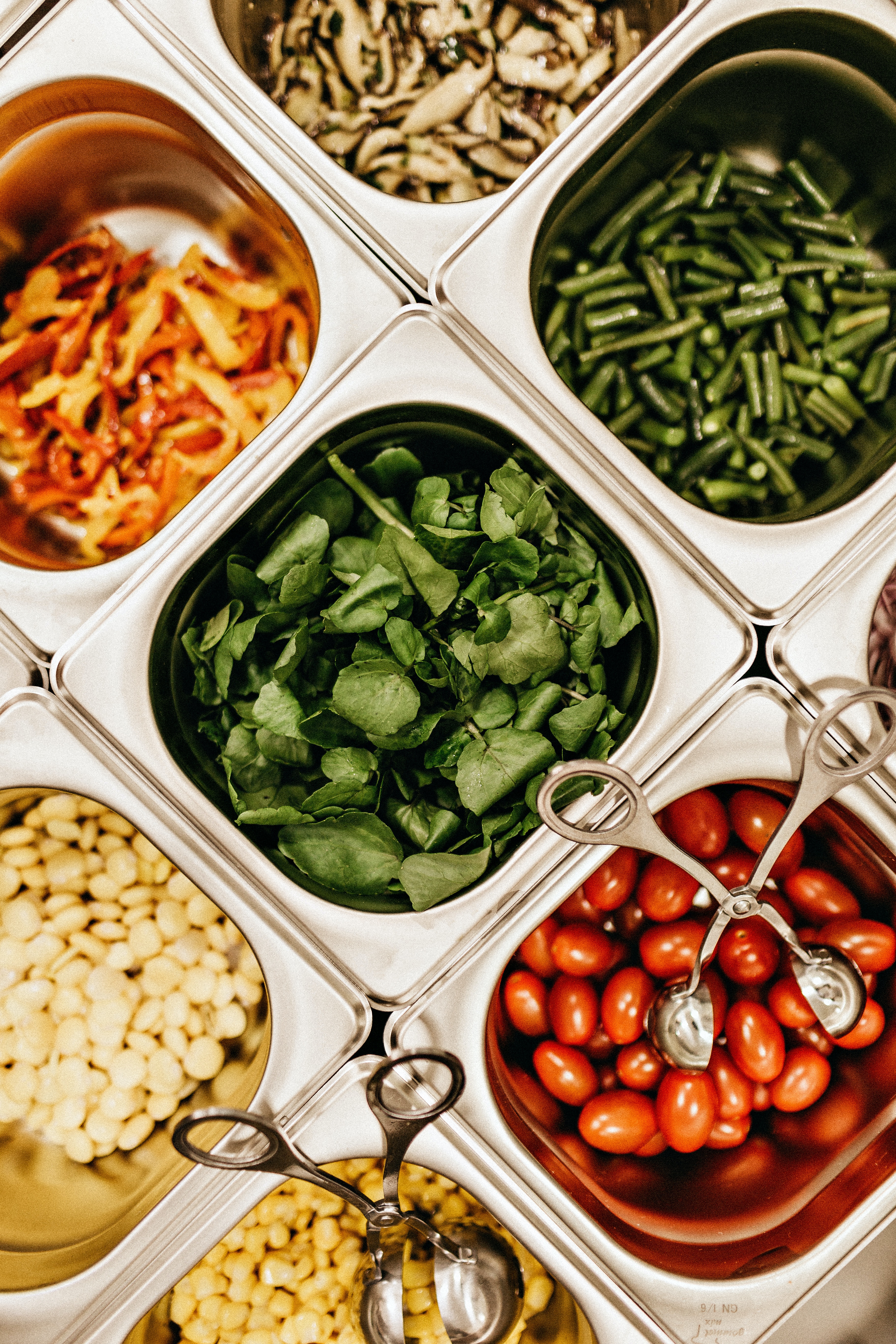 Image showing arial view of metal containers containing a range of vegetables