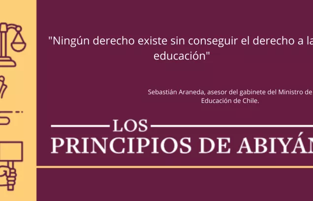 Flyer with text in Spansh on a purple background