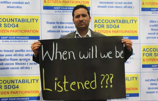 Man holding sign