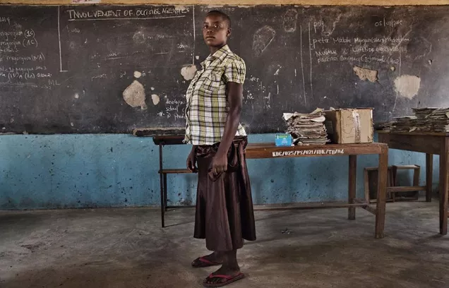 Pregnant student in school in Tanzania
